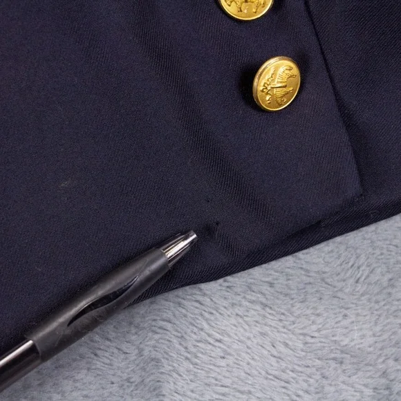 Brooks Brothers Mens 44L Navy Blue Wool Gold Button Blazer Sport Coat